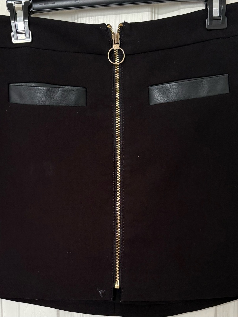Express Black Mini Skirt with Gold Front Zip sz 4
